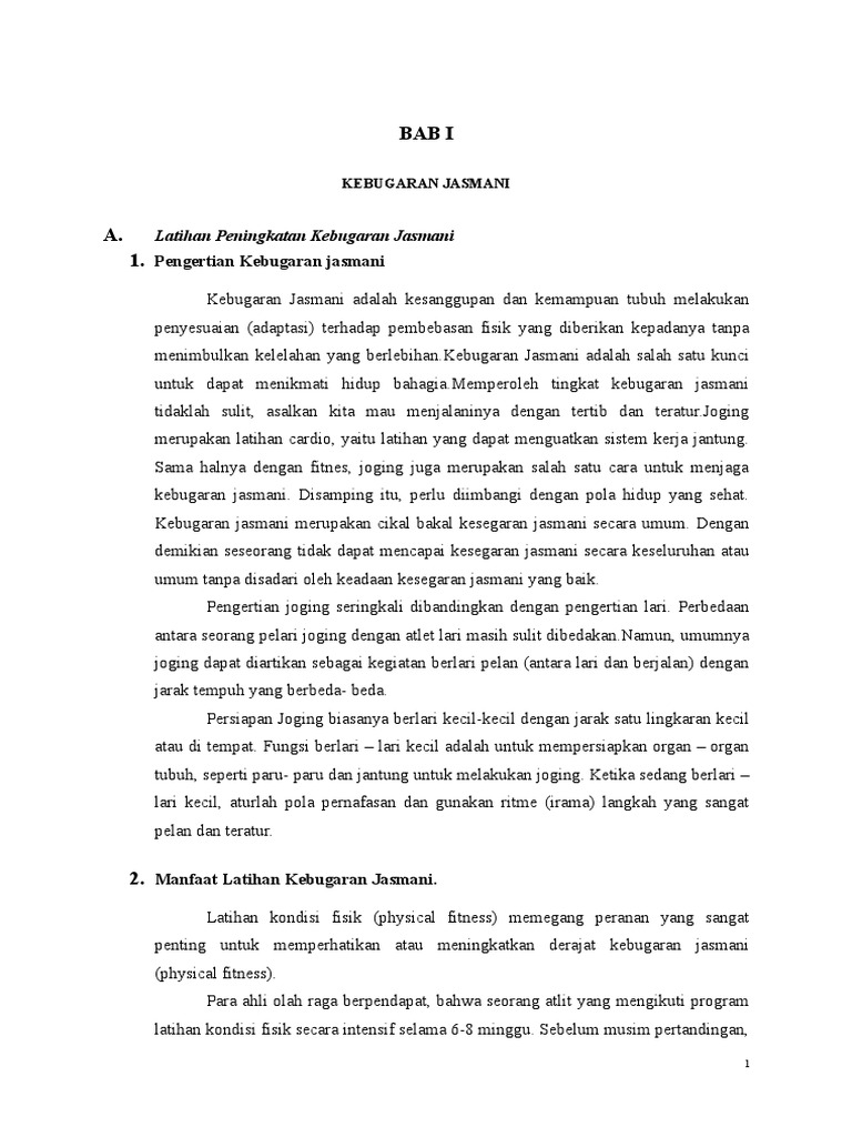 Bab I Kebugaran Jasmani Pdf