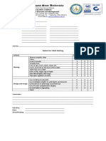 WVSU Calinog Campus Rubrics for Table Skirting and Centerpiece Making