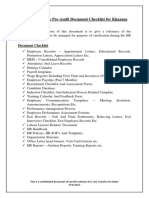 Human Resource Pre-Audit Document Checklist For Khazana