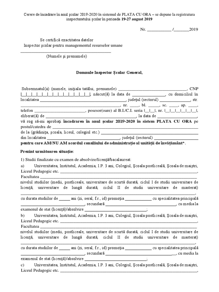 Cerere Plata Cu Ora Isj 2019