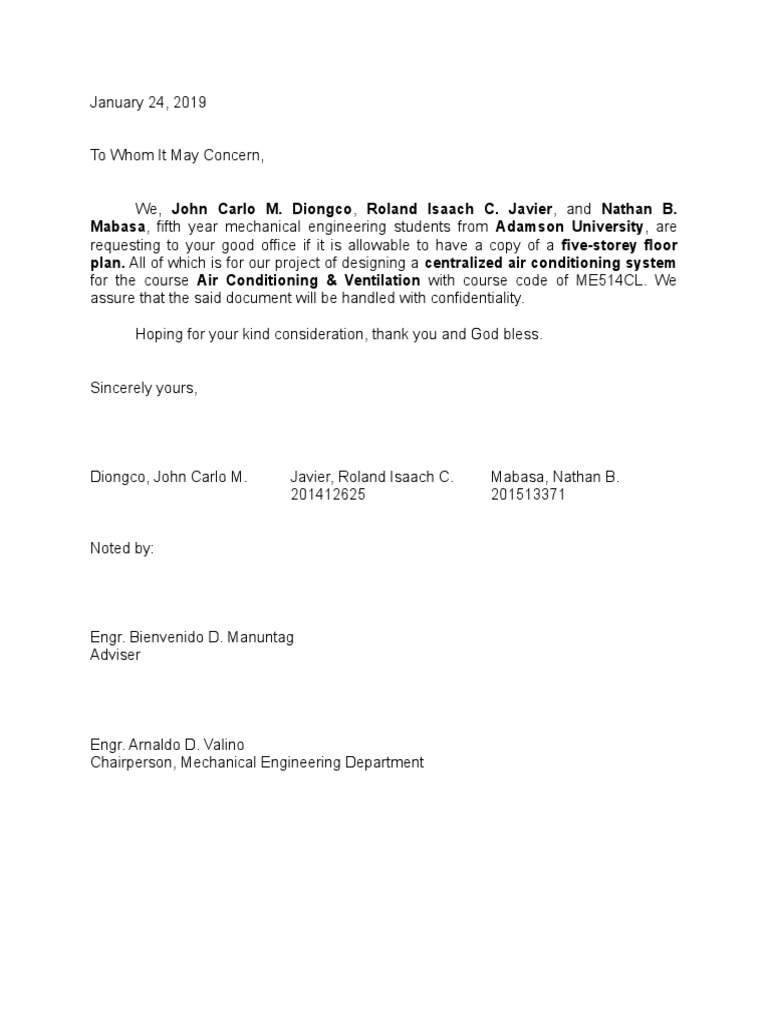 AirCon Request Letter PDF