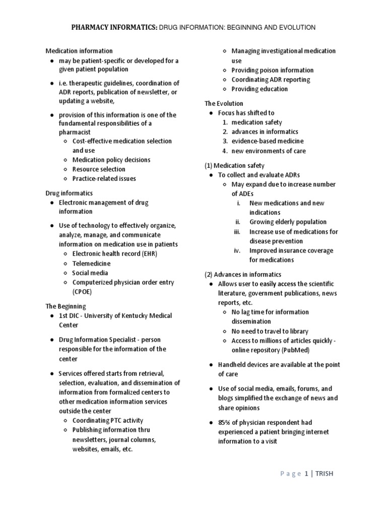 Evolution of Drug Information Services | PDF | Pharmacy | Health ...