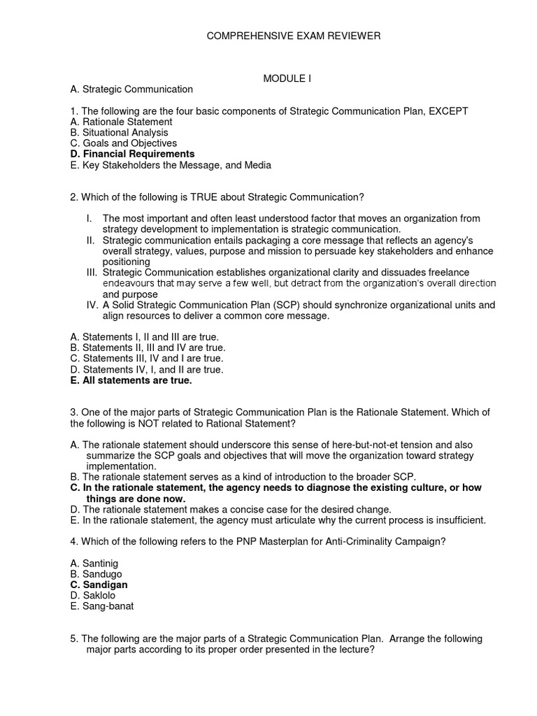 Strategic Communication Exam Reviewer | PDF | Strategic Communication ...