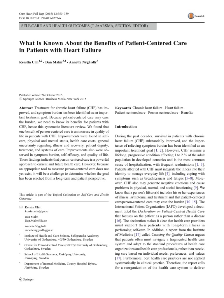 Patient Centered in Heart Failure Patients | PDF | Health Care | Heart ...