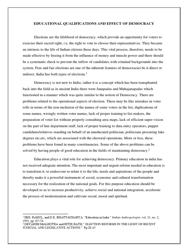 Impact of Education on Indian Democracy | PDF | Elections | Democracy