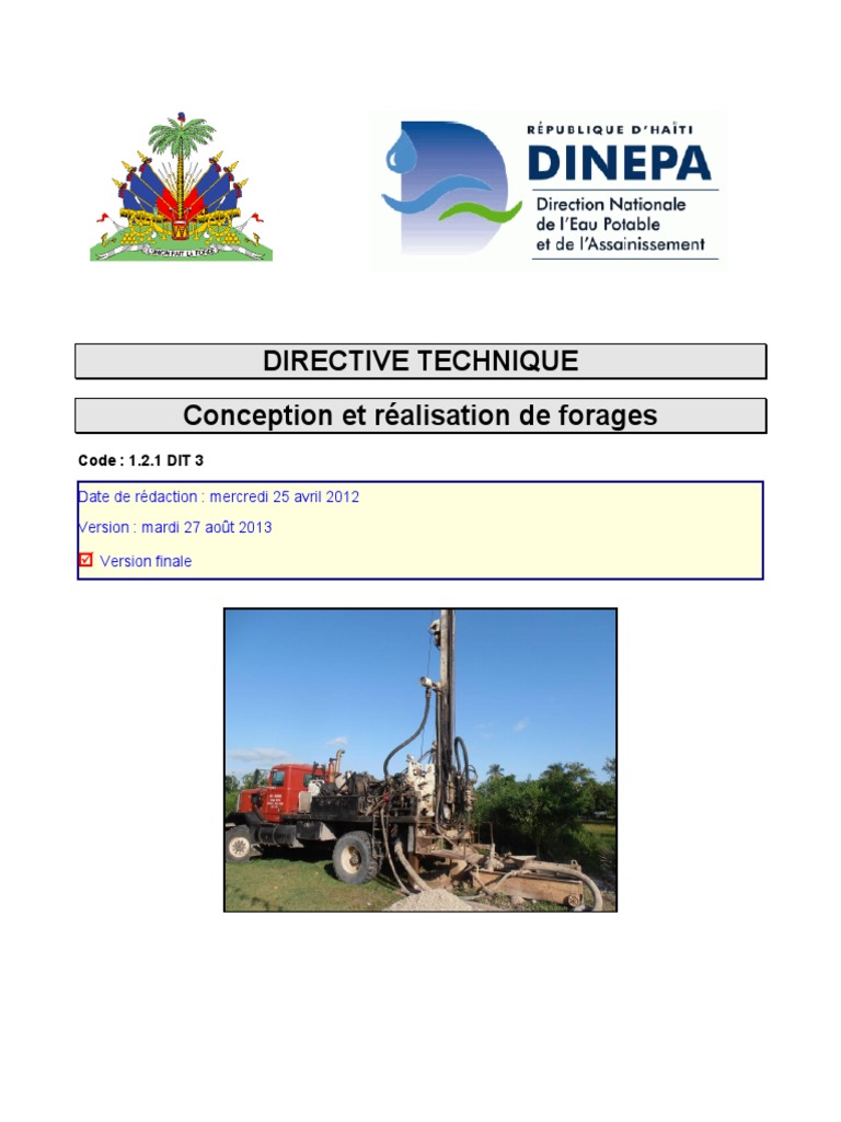 Directives pour la conception de forages | PDF | Forage | Hydrogéologie