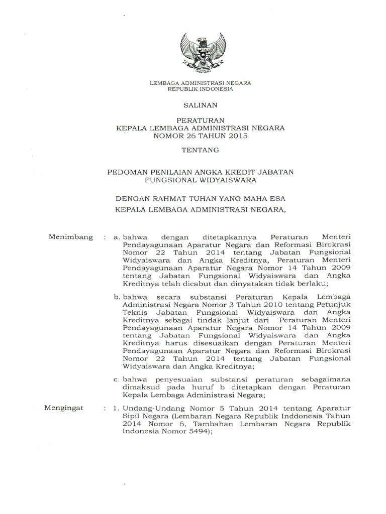 Peraturan Kepala Lan Nomor 26 Tahun 2015 | PDF