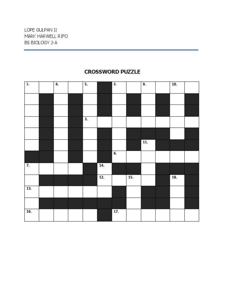 Crossword Puzzle PDF