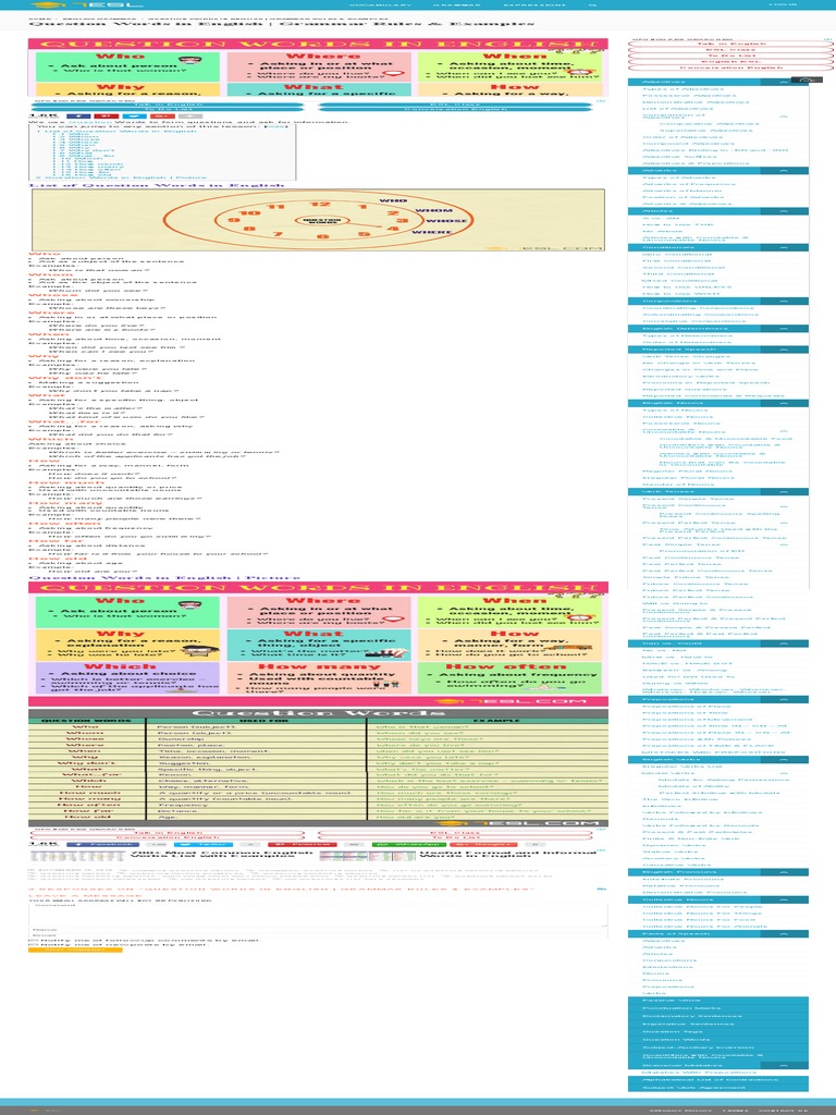 English Question Words Explained | PDF | English Grammar | English Language