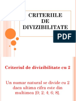 Criterii Divizibilitate