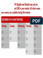 Exam Timetable December 2016 PDF
