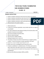Sample QP For Xi Half-Yearly Examination Sub: Business Studies Class - Xi