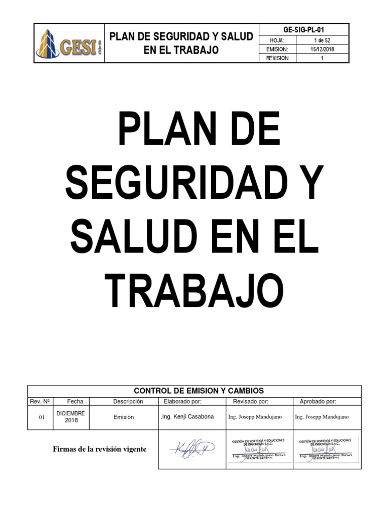 Plan de Seguridad y Salud Laboral 2023 | PDF | Seguridad y salud ...