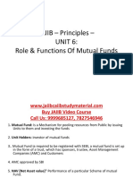 JAIIB - Principles - Unit 6: Role & Functions of Mutual Funds