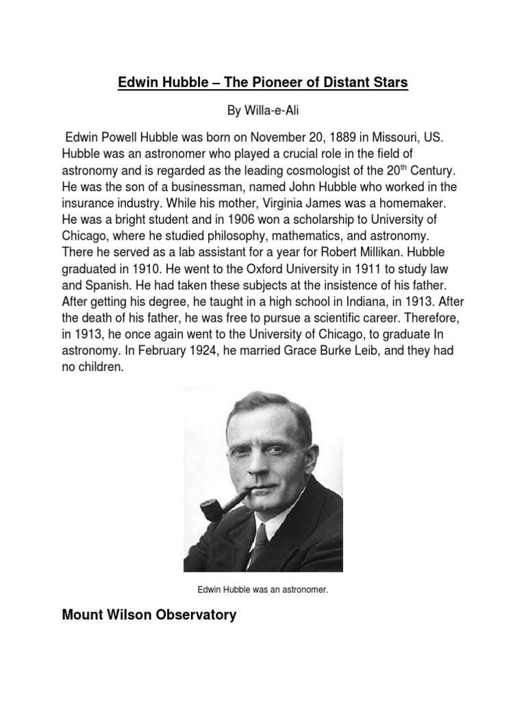 Edwin Hubble: Pioneer of Galaxies | PDF | Galaxy | Nebula, image size:768x1024