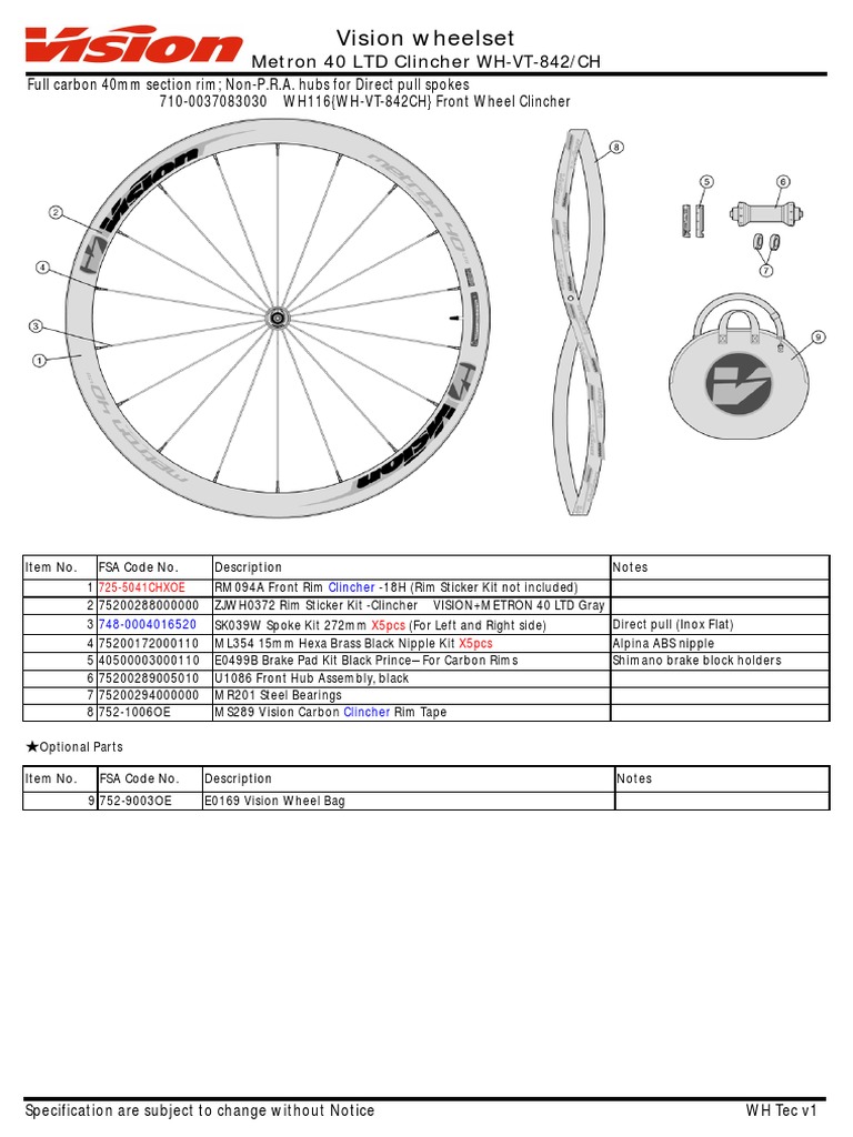 Wheelset Service Parts For Metron 40 LTD NO DISC (Trek) | PDF