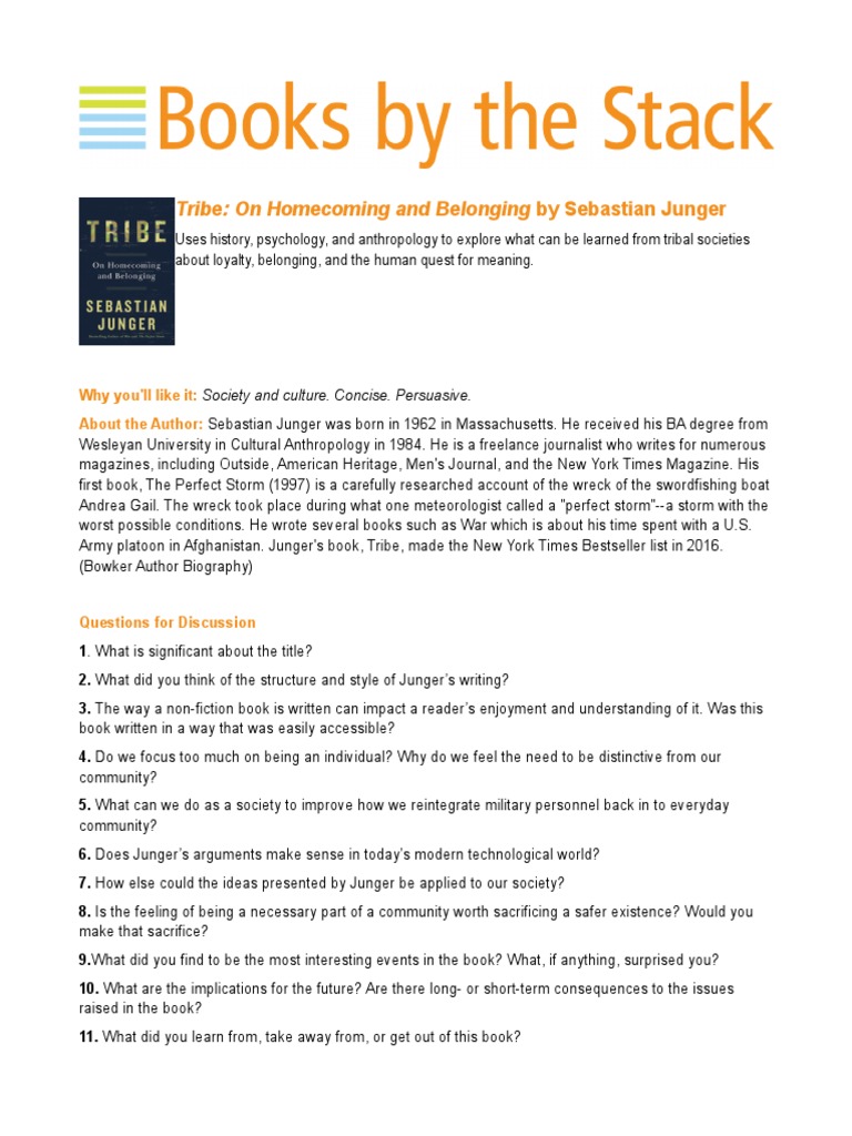 Tribe: On Homecoming and Belonging by Sebastian Junger: Why You'll Like ...