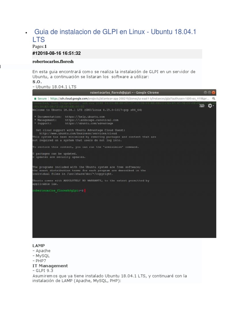 Instalación de GLPI en Ubuntu 18.04 LTS | PDF | Servidor HTTP Apache ...