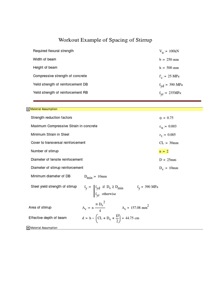 Stirrup Spacing Calculation Example | PDF | Chemical Product ...