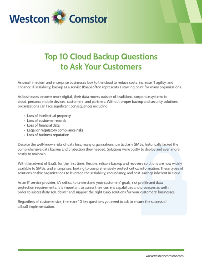 Top 10 Cloud Backup Questions Pdf Cloud Computing Backup