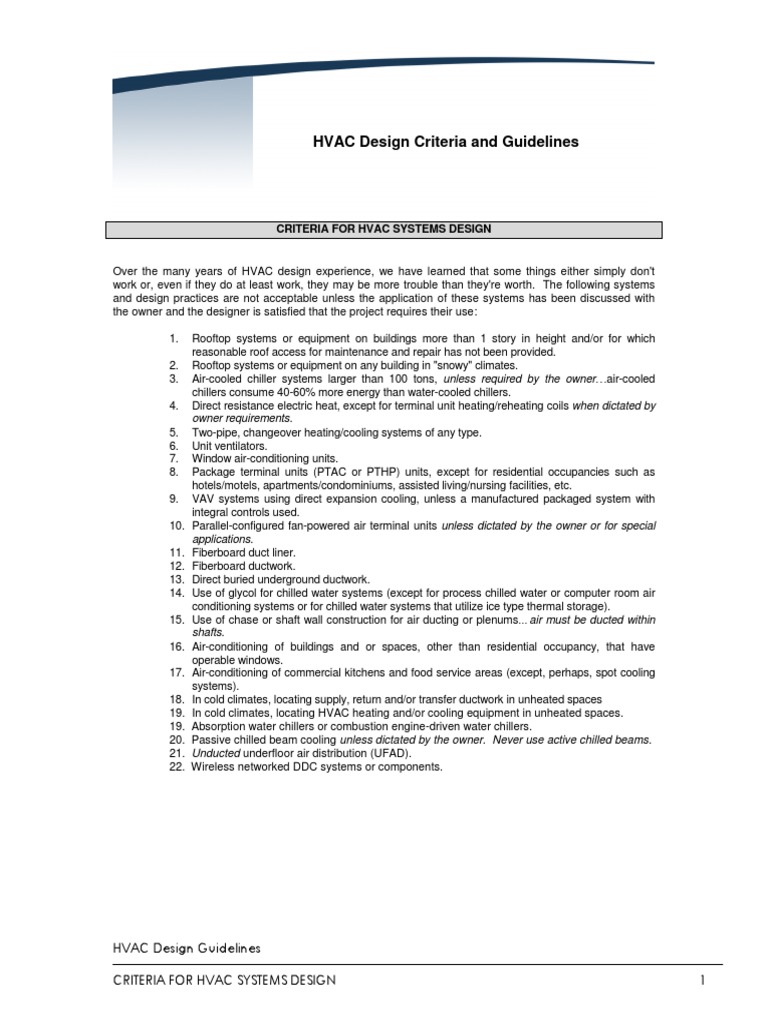 HVAC Design Criteria and Guidelines PDF Hvac Air Conditioning