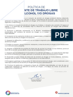 Politica de Ambiente de Trabajo Libre de Alcohol o Drogas