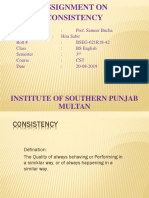 Assignment On Consistency: Institute of Southern Punjab Multan