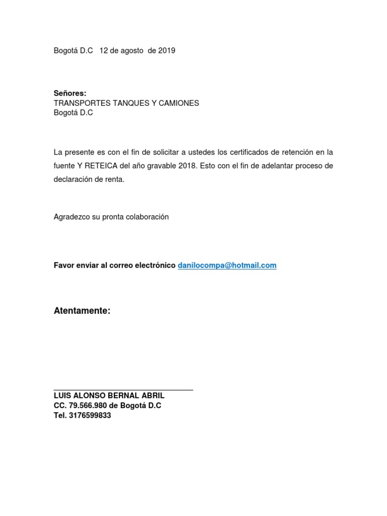 Certificado De Retencion