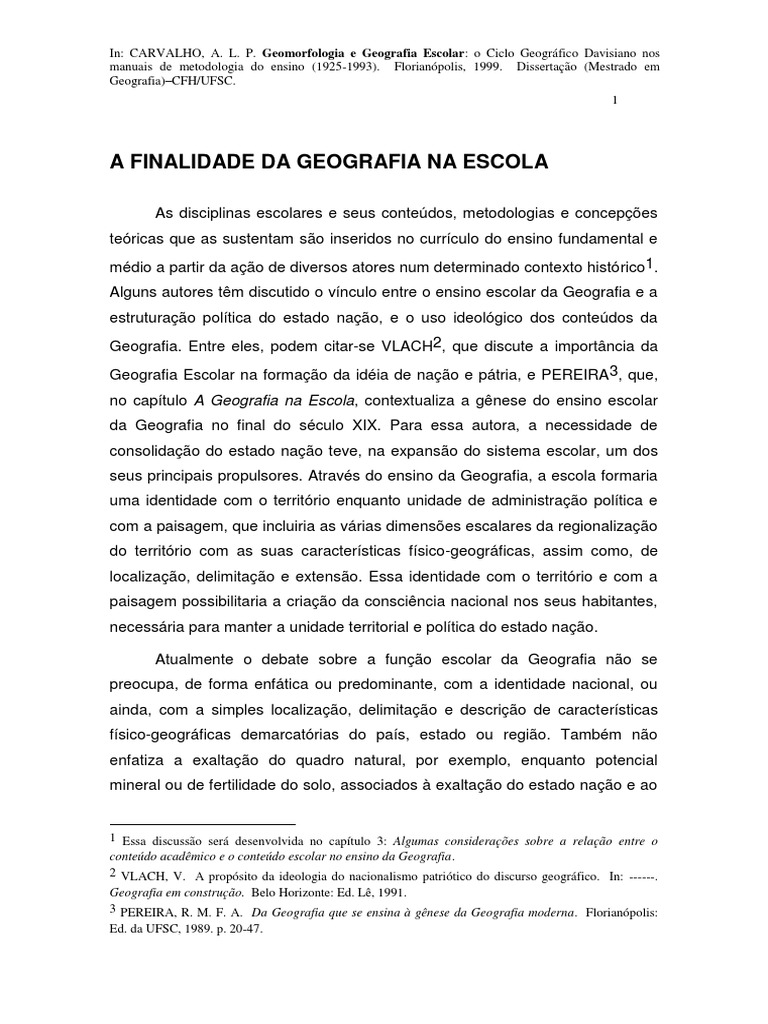Finalidade da Geografia Escolar | PDF | Geografia | Escolas