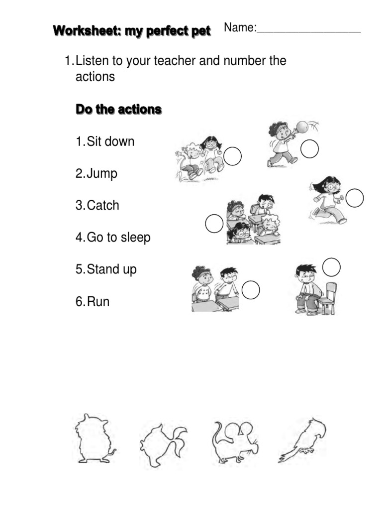 Action and Pet Activity Worksheet | PDF | Nature