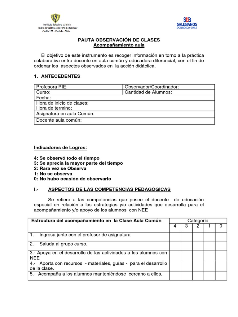 Pauta Acompañamiento | PDF | Salón de clases | Maestros