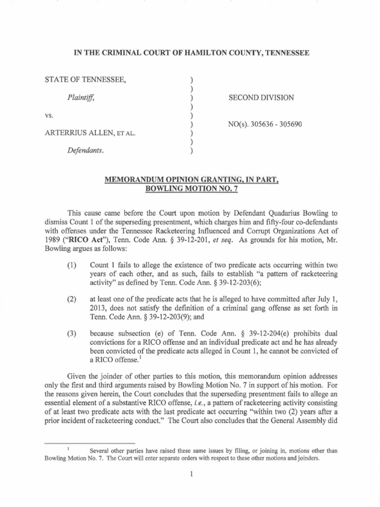 RICO Judge Greenholtz Ruling | PDF | Racketeer Influenced And Corrupt ...