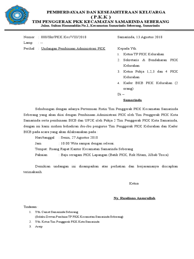 Contoh Undangan PKK | PDF