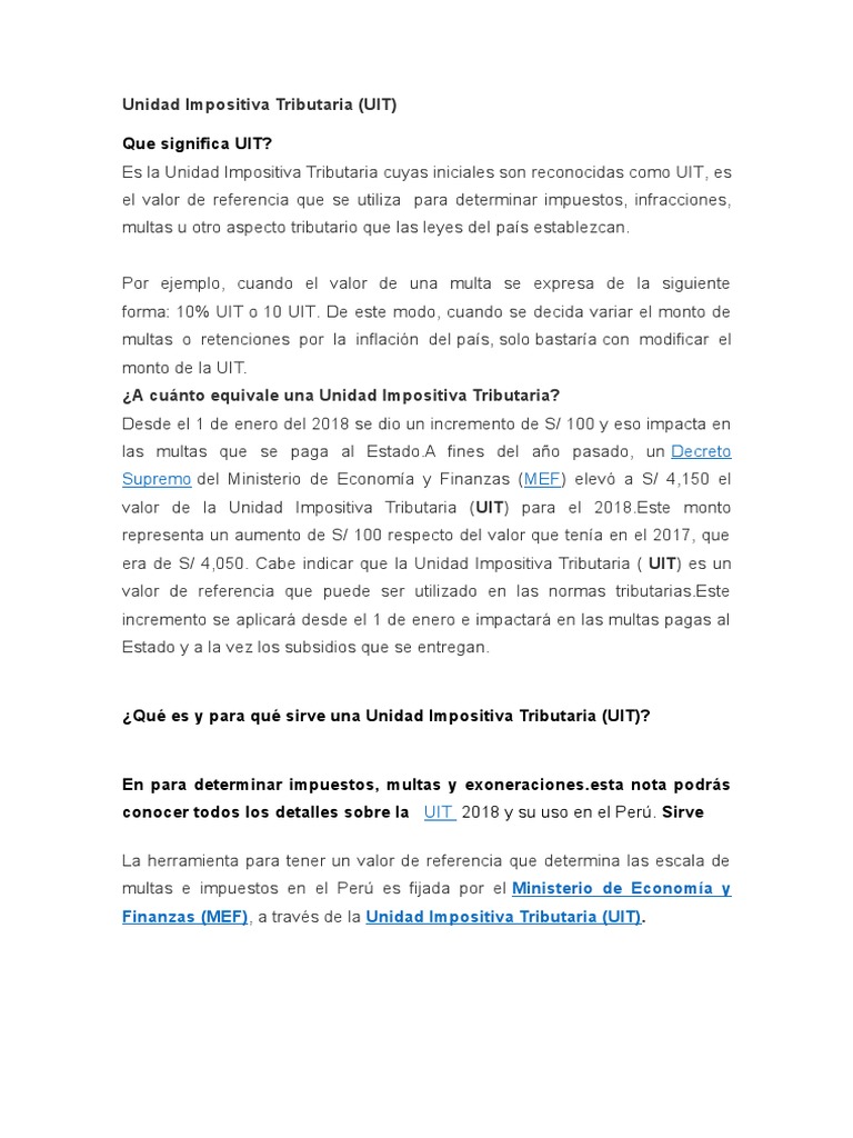 Unidad Impositiva Tributaria PDF Impuestos Instituciones sociales