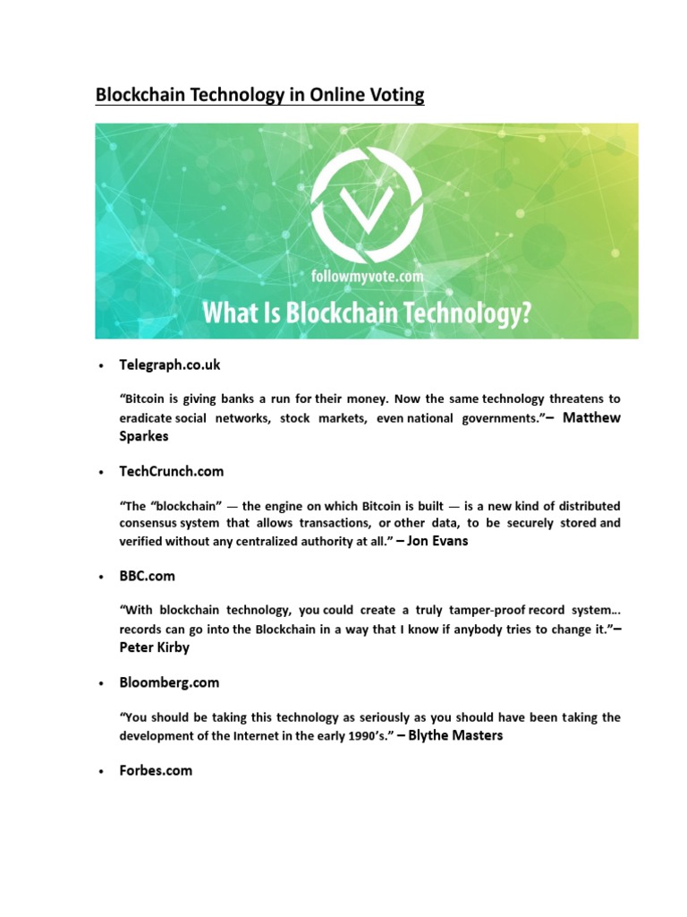 Blockchain Technology In Online Voting Pdf Bitcoin Databases