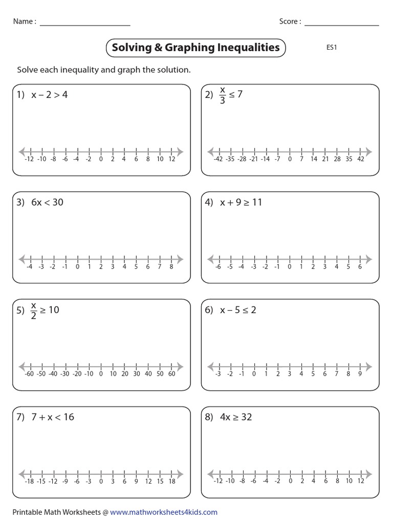 One Step Inequalities  PDF   Theoretical Computer Science  Graph Within One Step Inequalities  Worksheet
