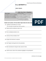 Unit 7, Lesson 2, Grammar Placement of Direct and Indirect Objects - Worksheet 2