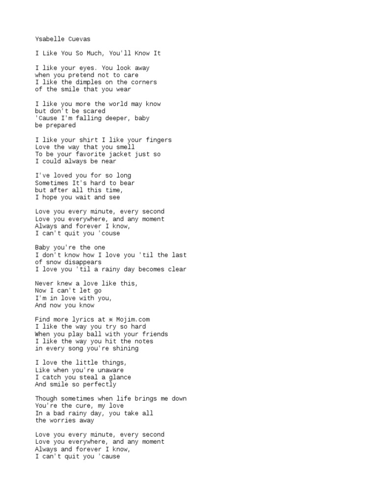 Lirik Lagu I Like You So Much Versi China