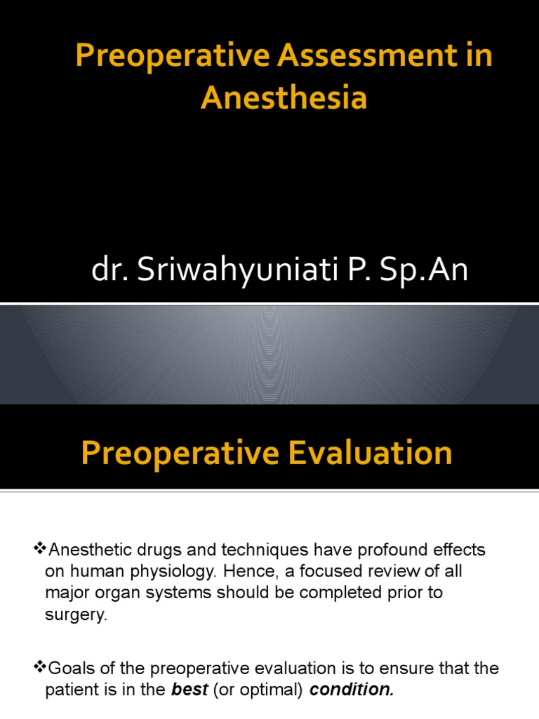 Preoperative Anesthesia Evaluation Guide | PDF | Anesthesia | Health ...