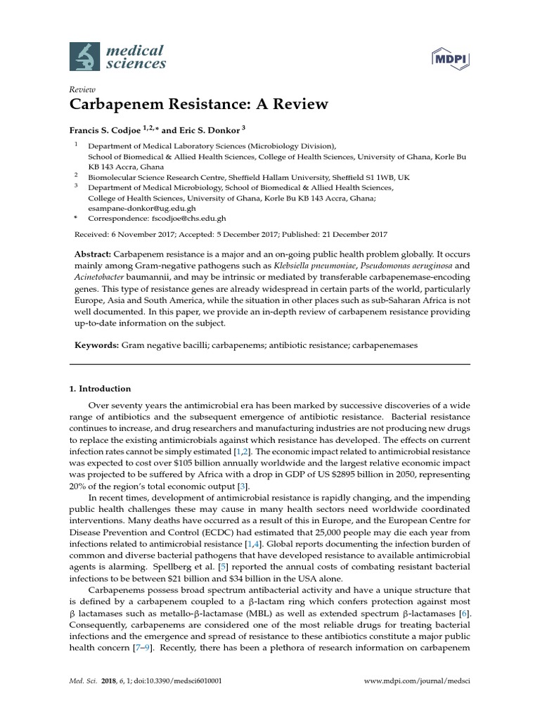 Carbapenem Resistance A Review | PDF | Beta Lactamase | Antimicrobial ...