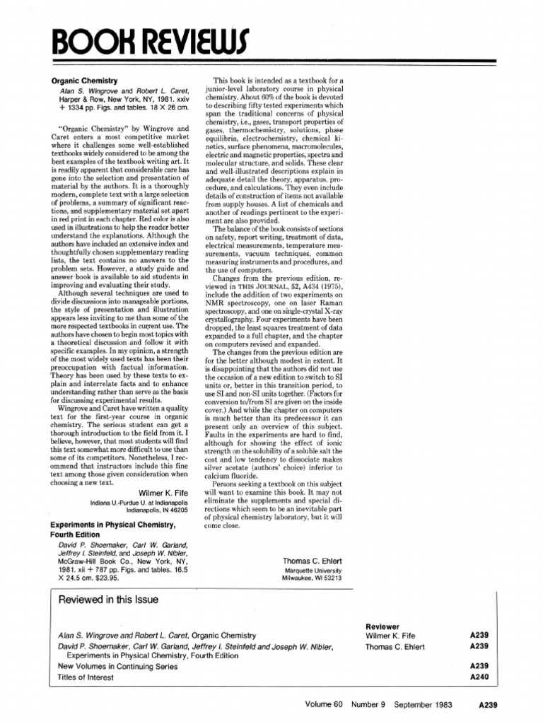 Experiments in Physical Chemistry Fourth Edition PDF Chemistry