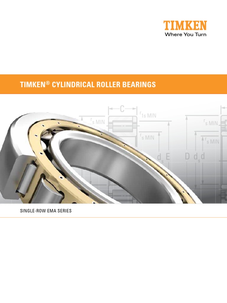 Timken Cylindrical Roller Bearings: Single-Row Ema Series | PDF ...
