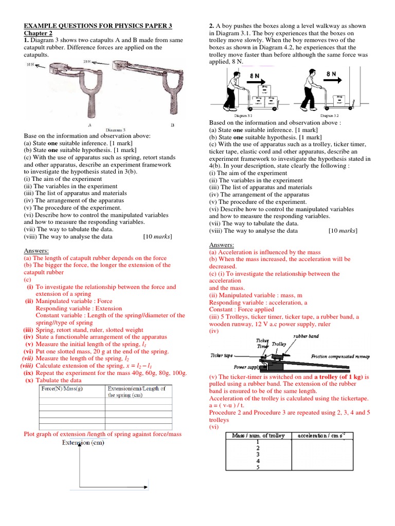 F4 Physics Paper 3 Section B Experiments PDF | PDF | Lens (Optics ...