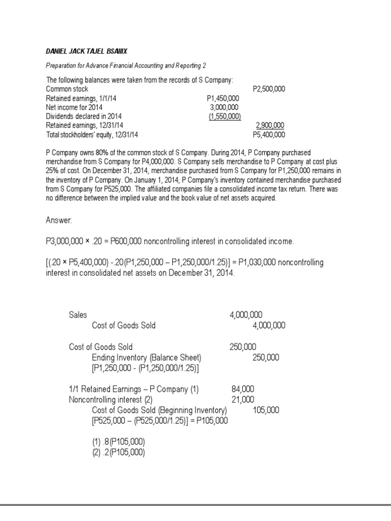 Consolidated Financial Accounting Analysis | PDF | Finance & Money ...