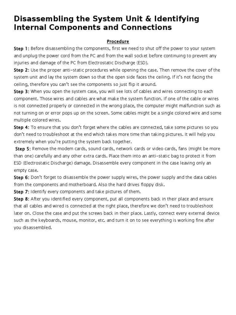 Step-by-Step Computer Disassembly Guide | PDF | Personal Computers ...