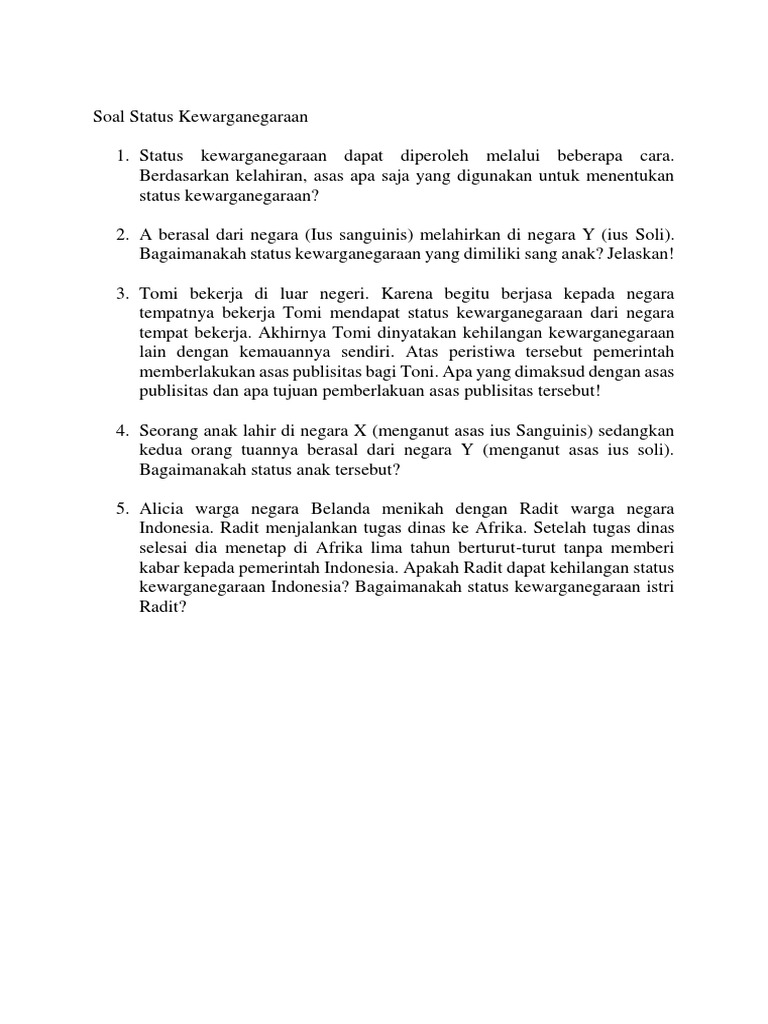 Pertanyaan Seputar Status Kewarganegaraan Pdf