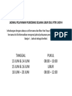 Jadwal Pelayanan Puskesmas Selama Libur Idul Fitri 1439 H