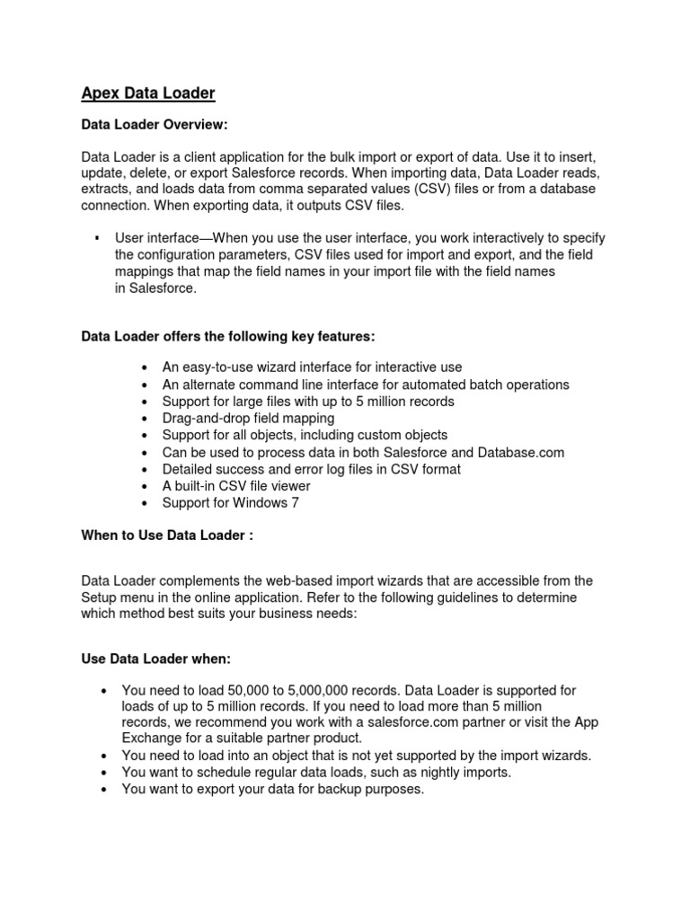 Apex Data Loader | PDF | Comma Separated Values | Salesforce.Com
