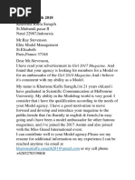My Application Letter (Kharisma)