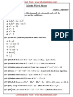 CBSE Class 10 Maths Worksheet - Polynomials